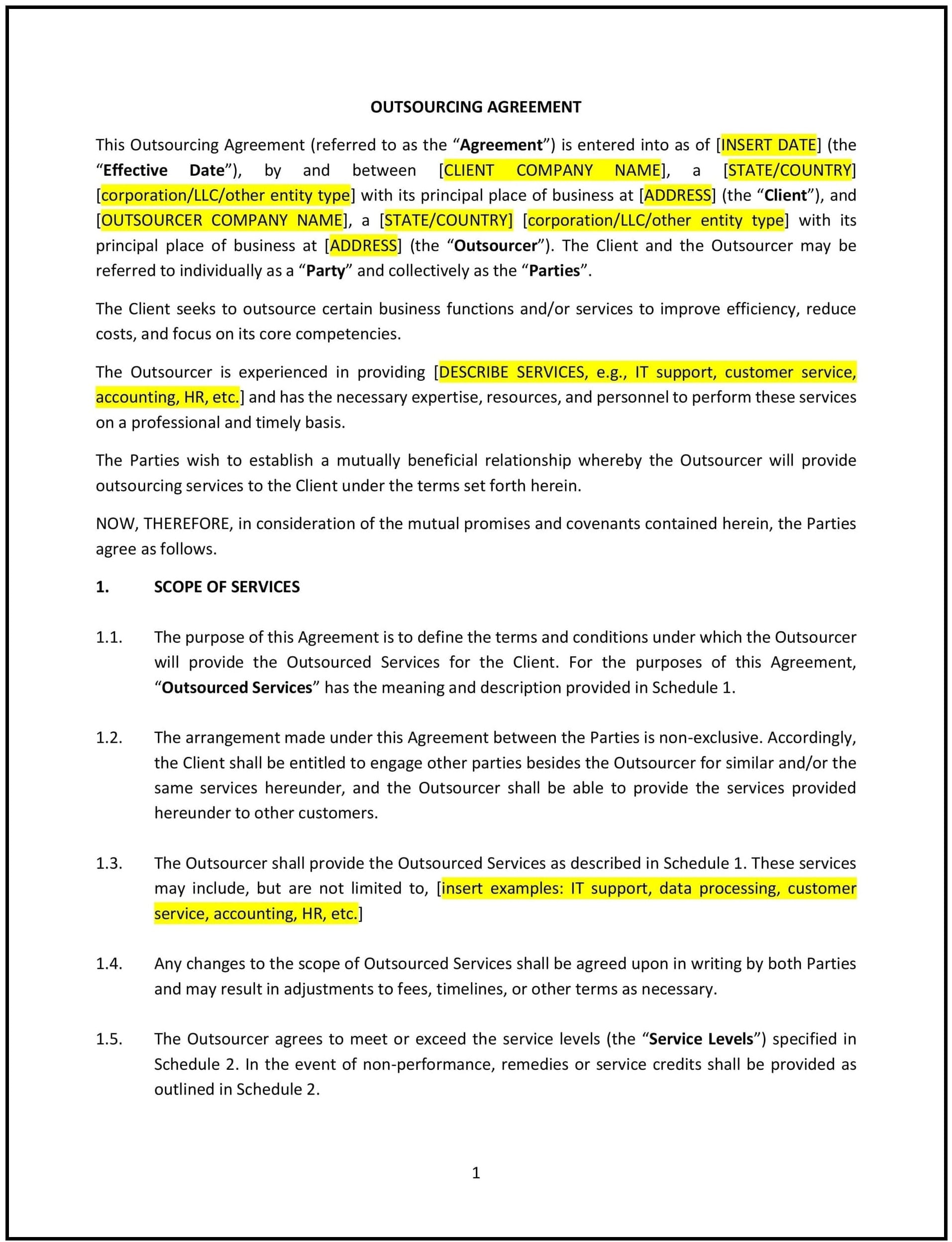 Outsourcing-Agreement--Vermont--1-1