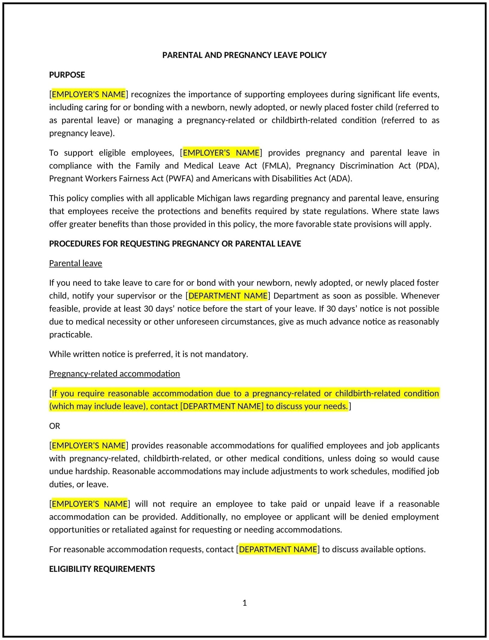 Parental-and-Pregnancy-Leave-Policy--Michigan--1-1-1