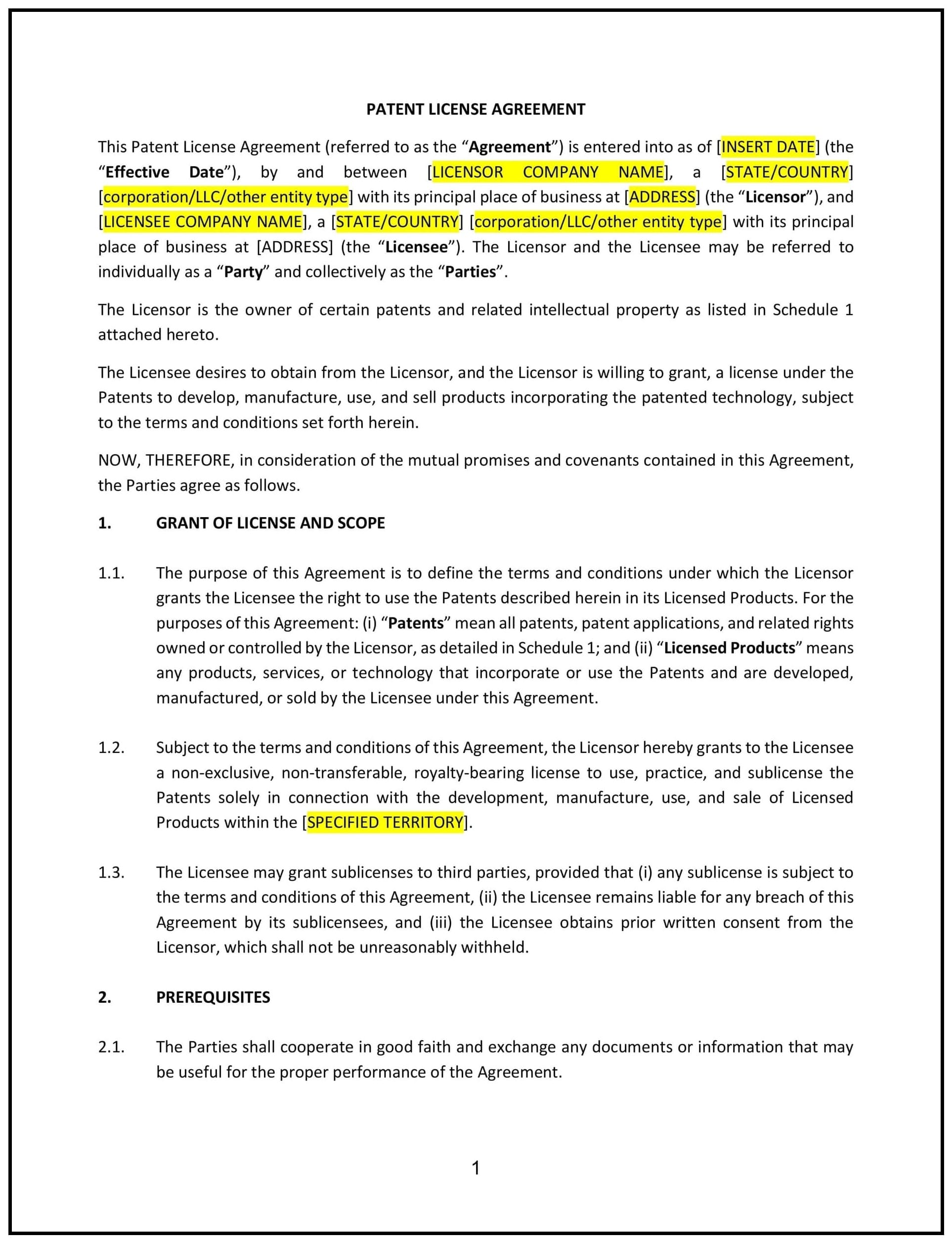 Patent-License-Agreement--Connecticut--1-1