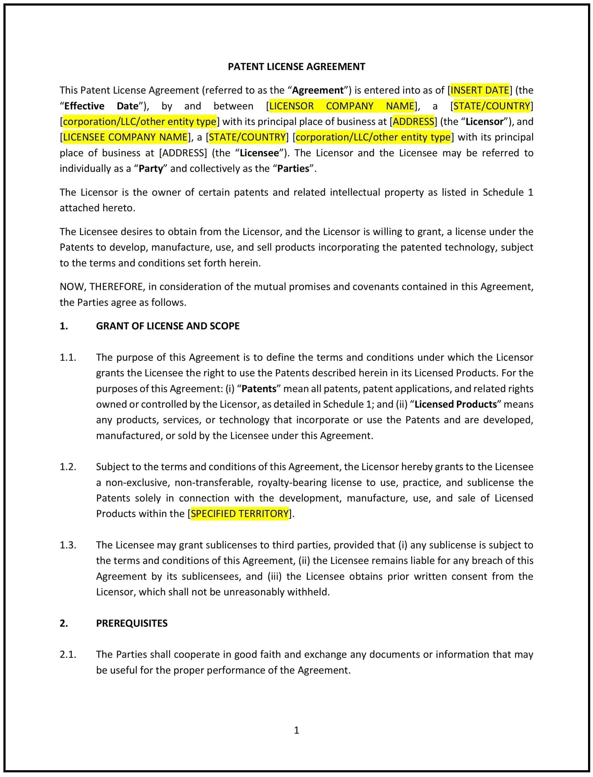 Patent-License-Agreement--Pennsylvania--1-1