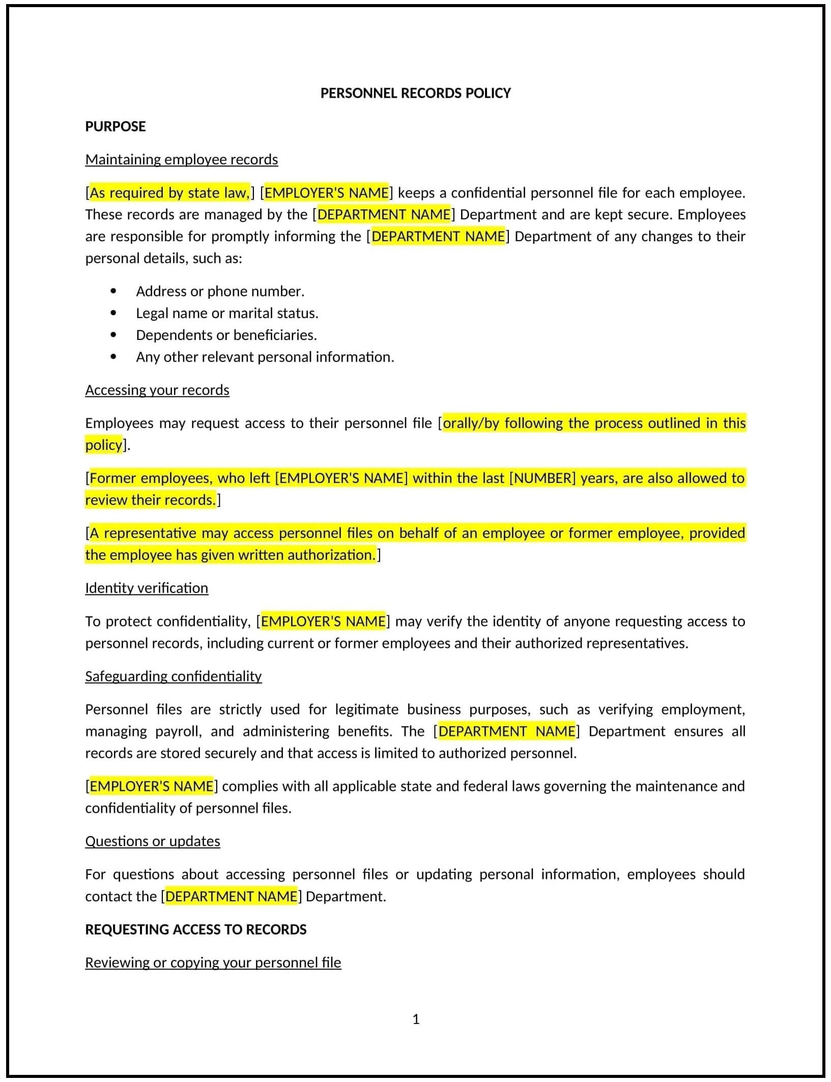 Personnel-Records-Policy--Vermont--1-1-1