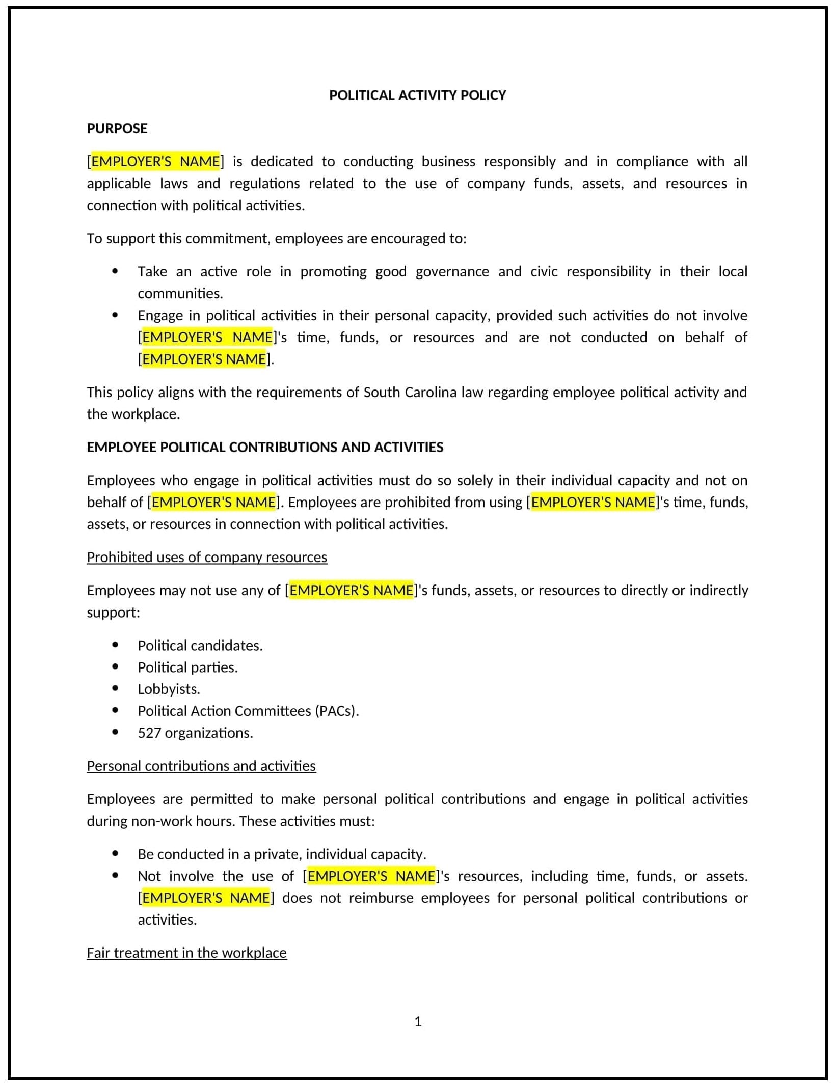 Political-Activity-Policy--South-Carolina--1-1-1