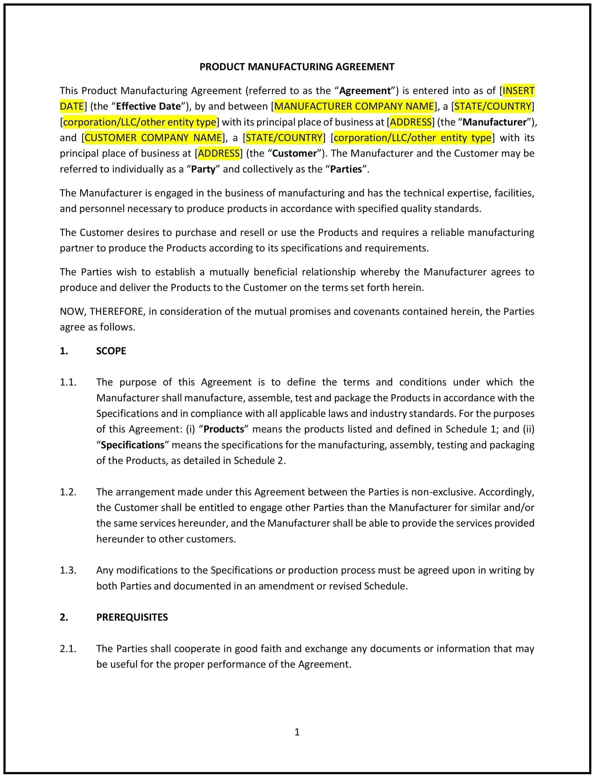 Product-Manufacturing-Agreement--Oklahoma--1-1