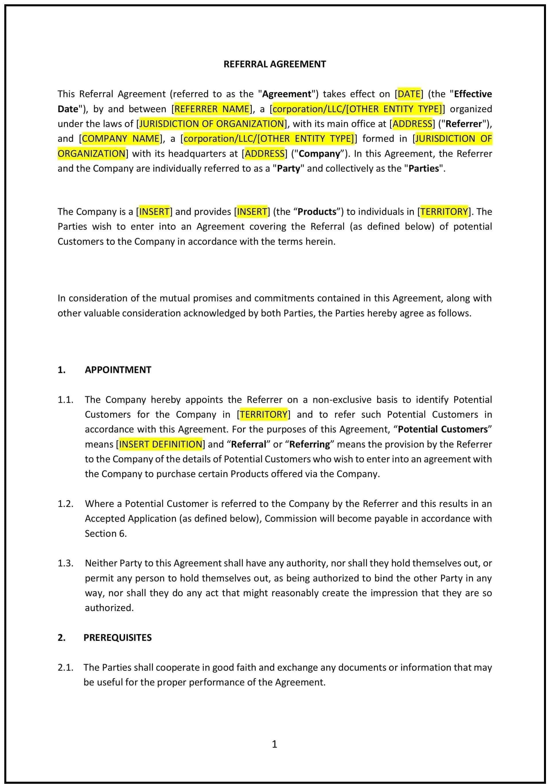 Referral-Agreement--Texas--1-1-1