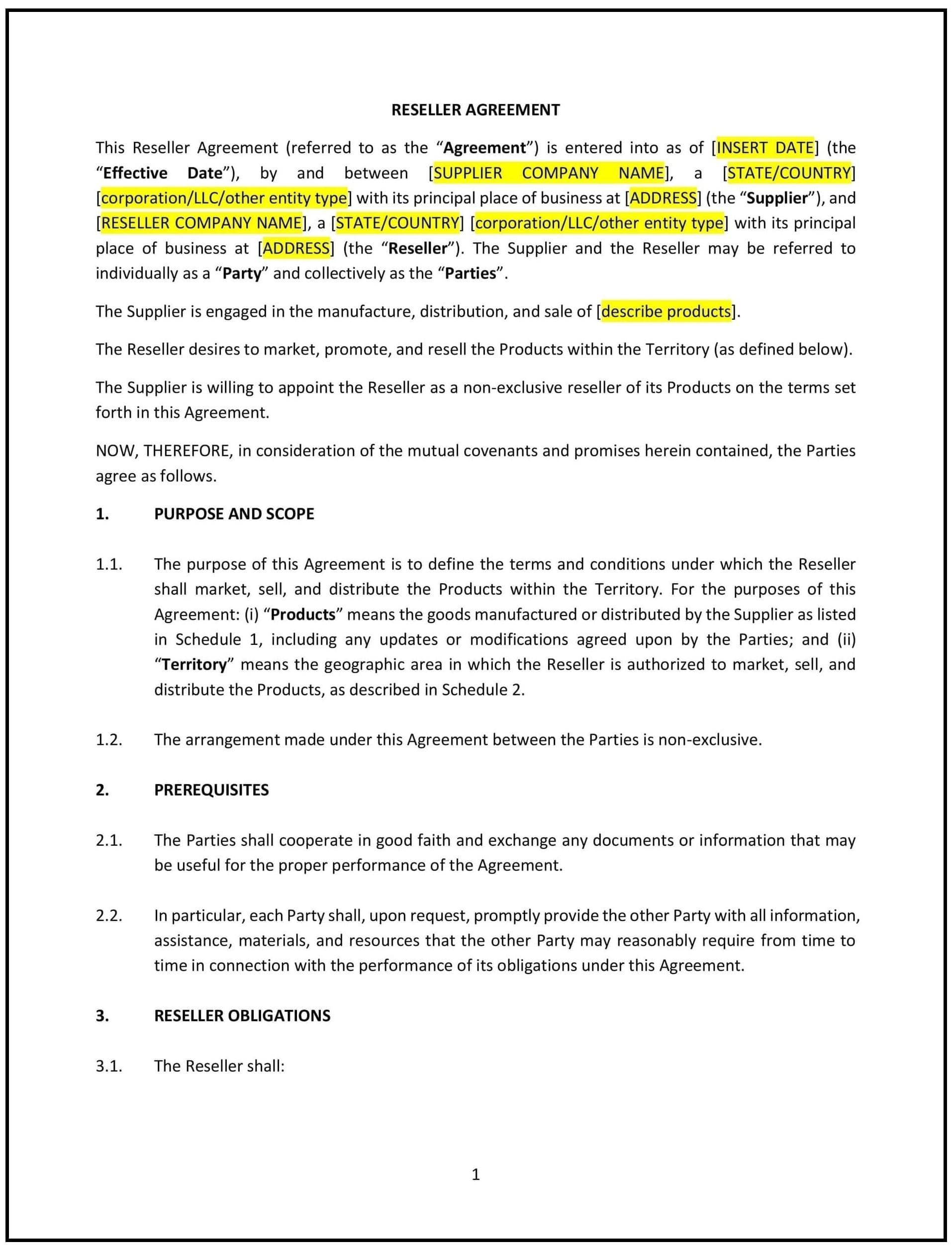 Reseller-Agreement--Tennessee--1-1-1