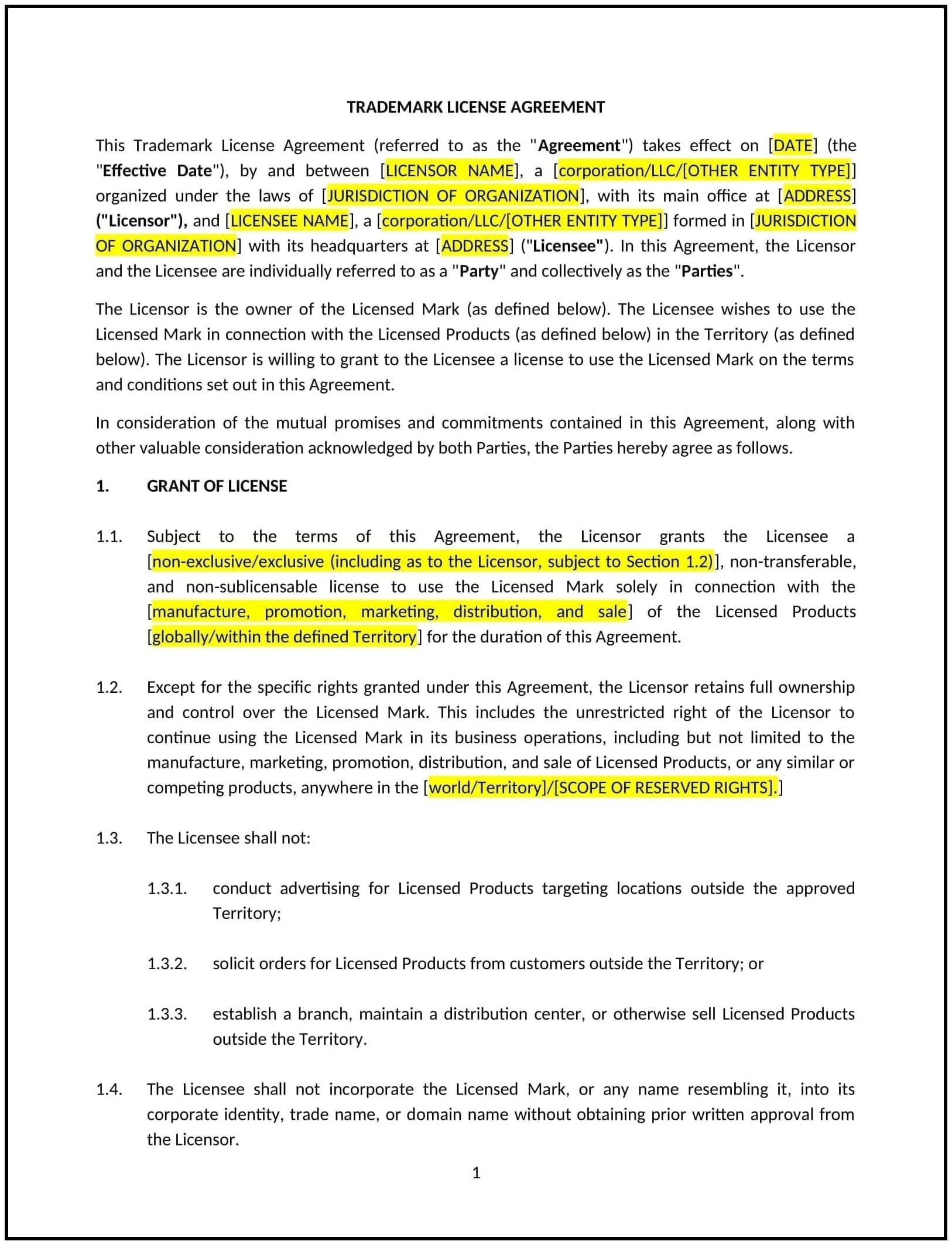 Trademark-License-Agreement--Alabama---Pro-Licensor--01-1-1-1