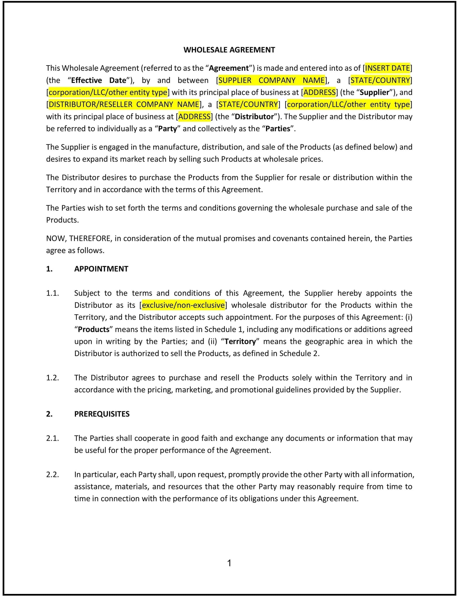 Wholesale-Agreement--Georgia--1-1