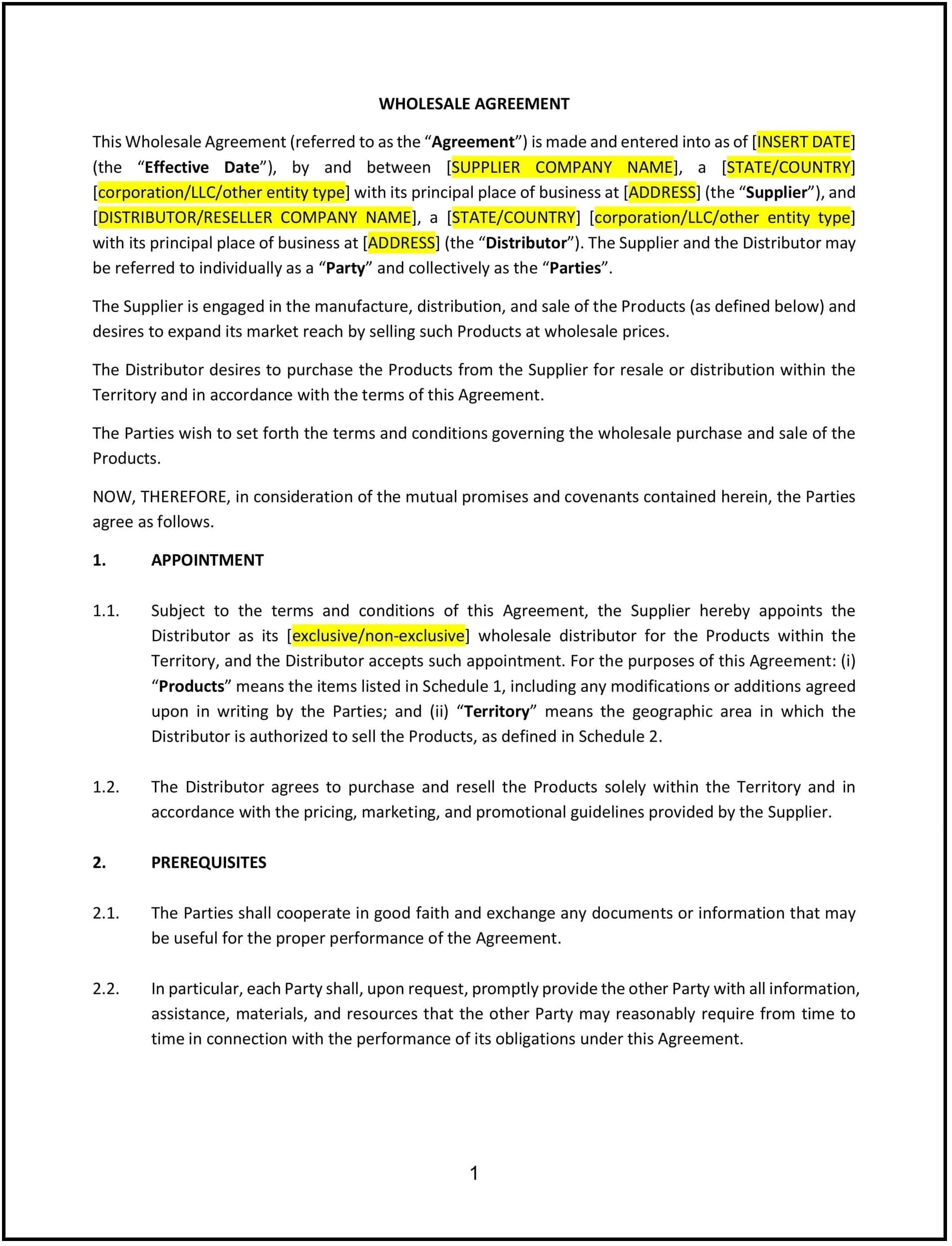 Wholesale-Agreement--Massachusetts--1-1