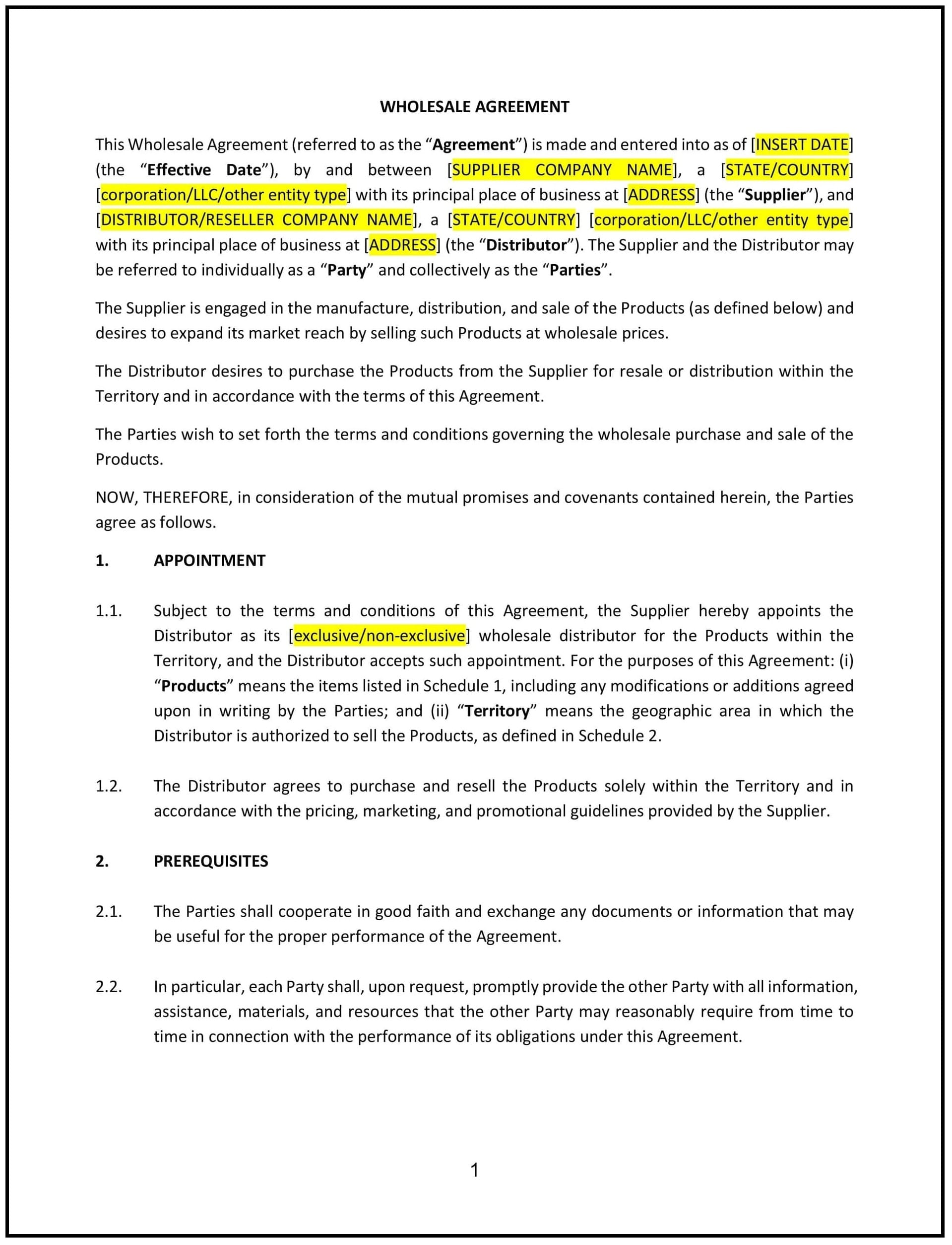 Wholesale-Agreement--Nevada--1-1