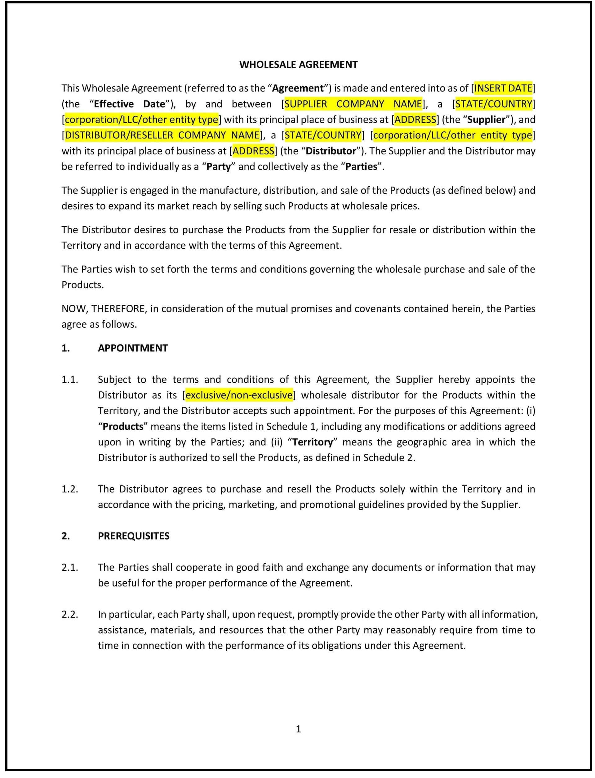 Wholesale-Agreement--South-Carolina--1-1