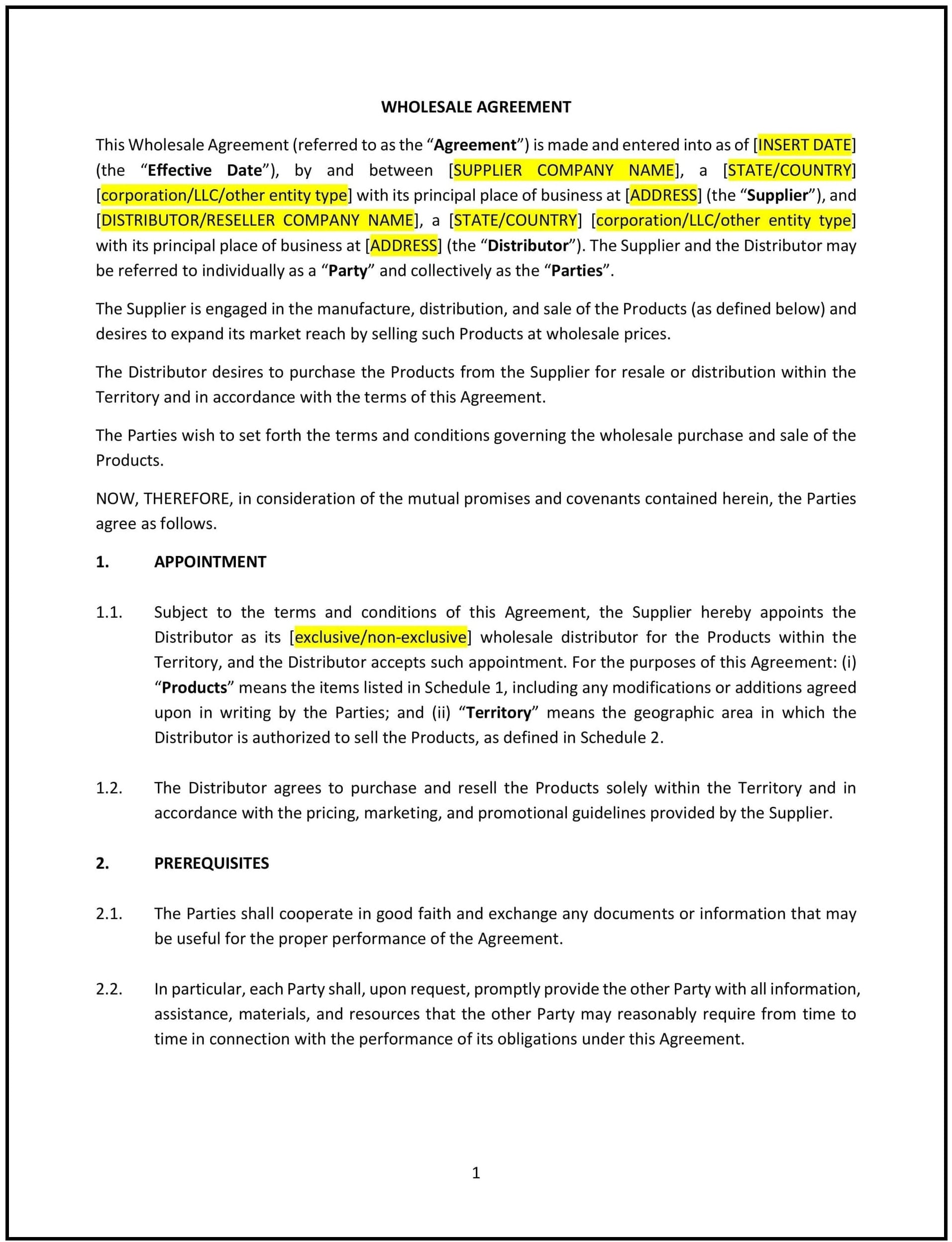 Wholesale-Agreement--Utah--1-1