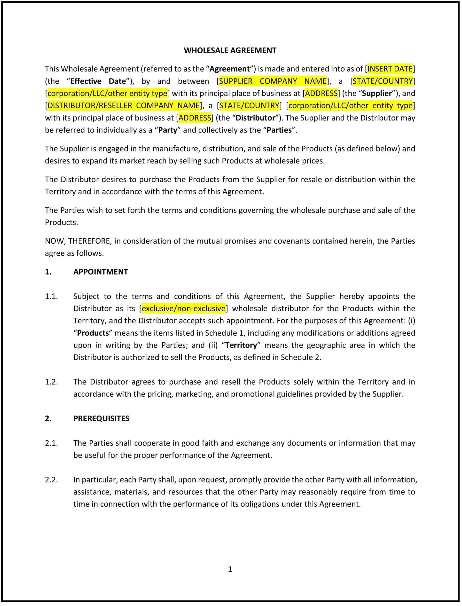 Wholesale-Agreement--Wisconsin--1-1