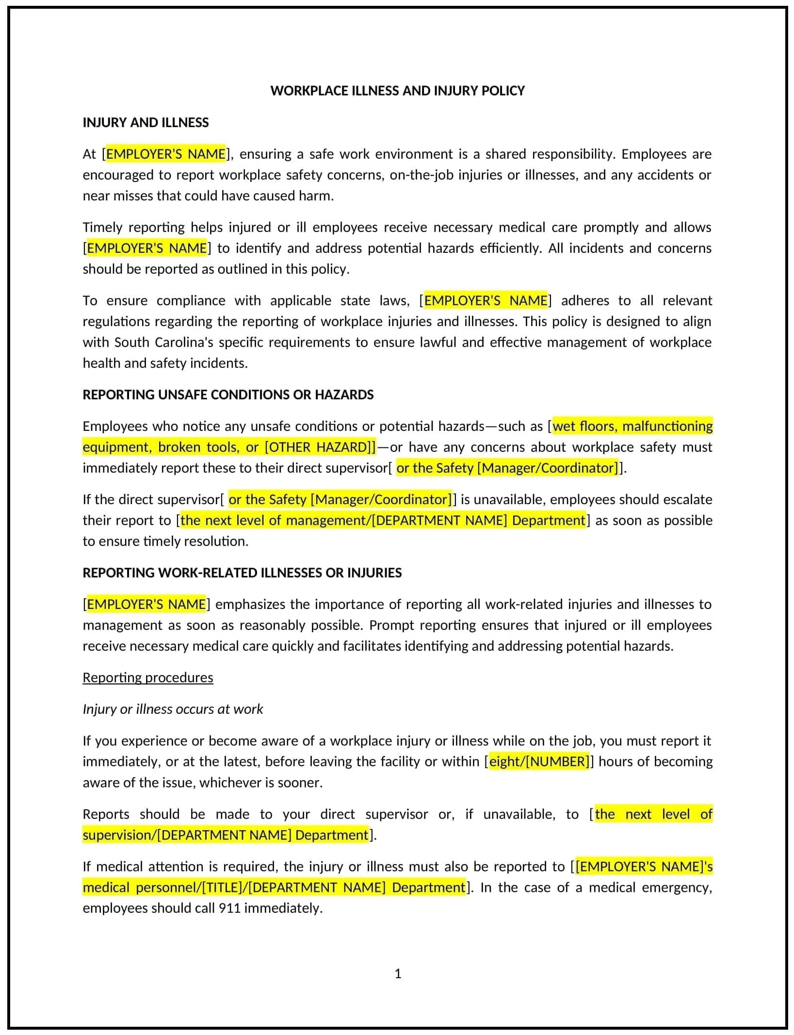 Workplace-Illness-and-Injury-Policy--South-Carolina--1-1-1