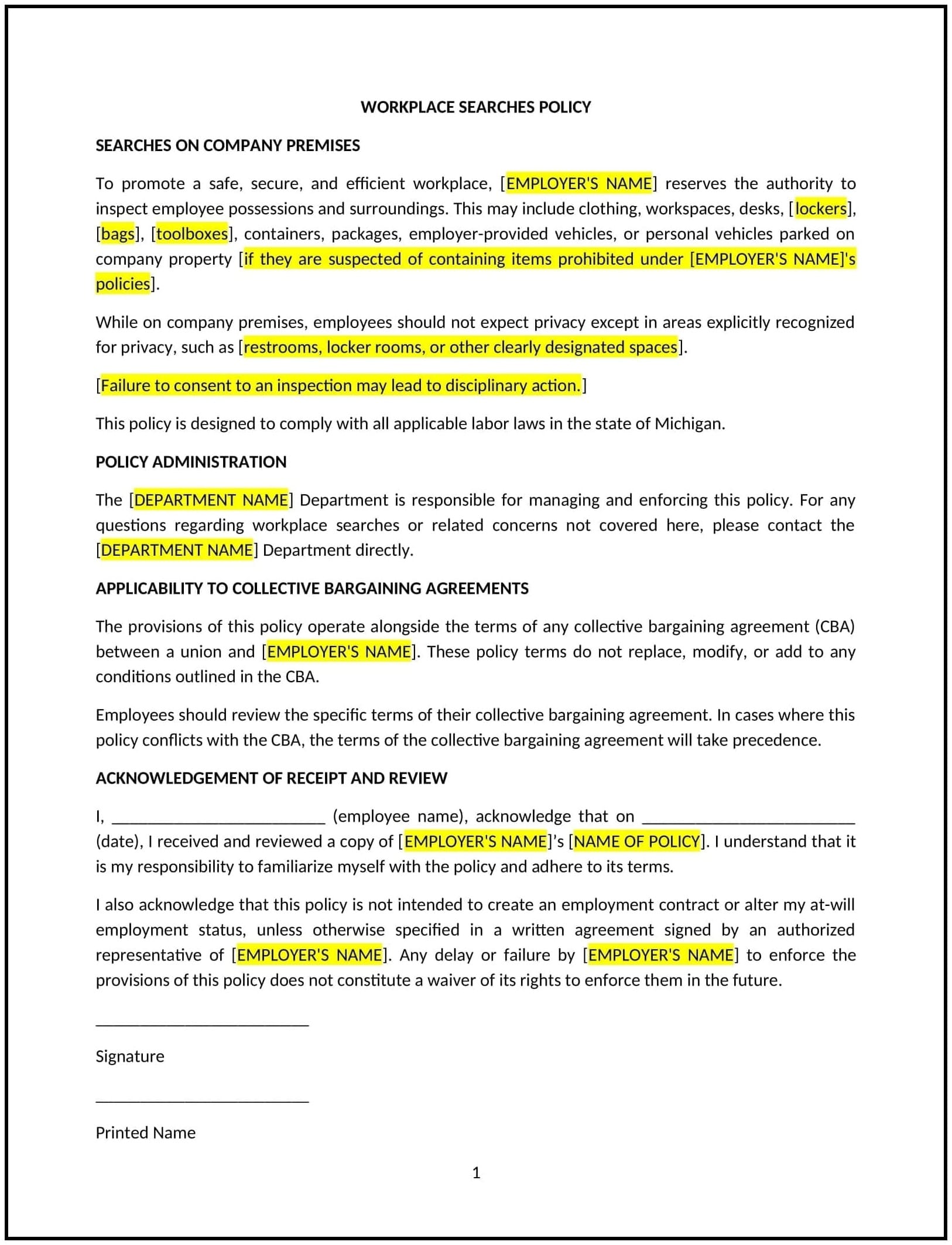 Workplace-Searches-Policy--Michigan--1-1-1