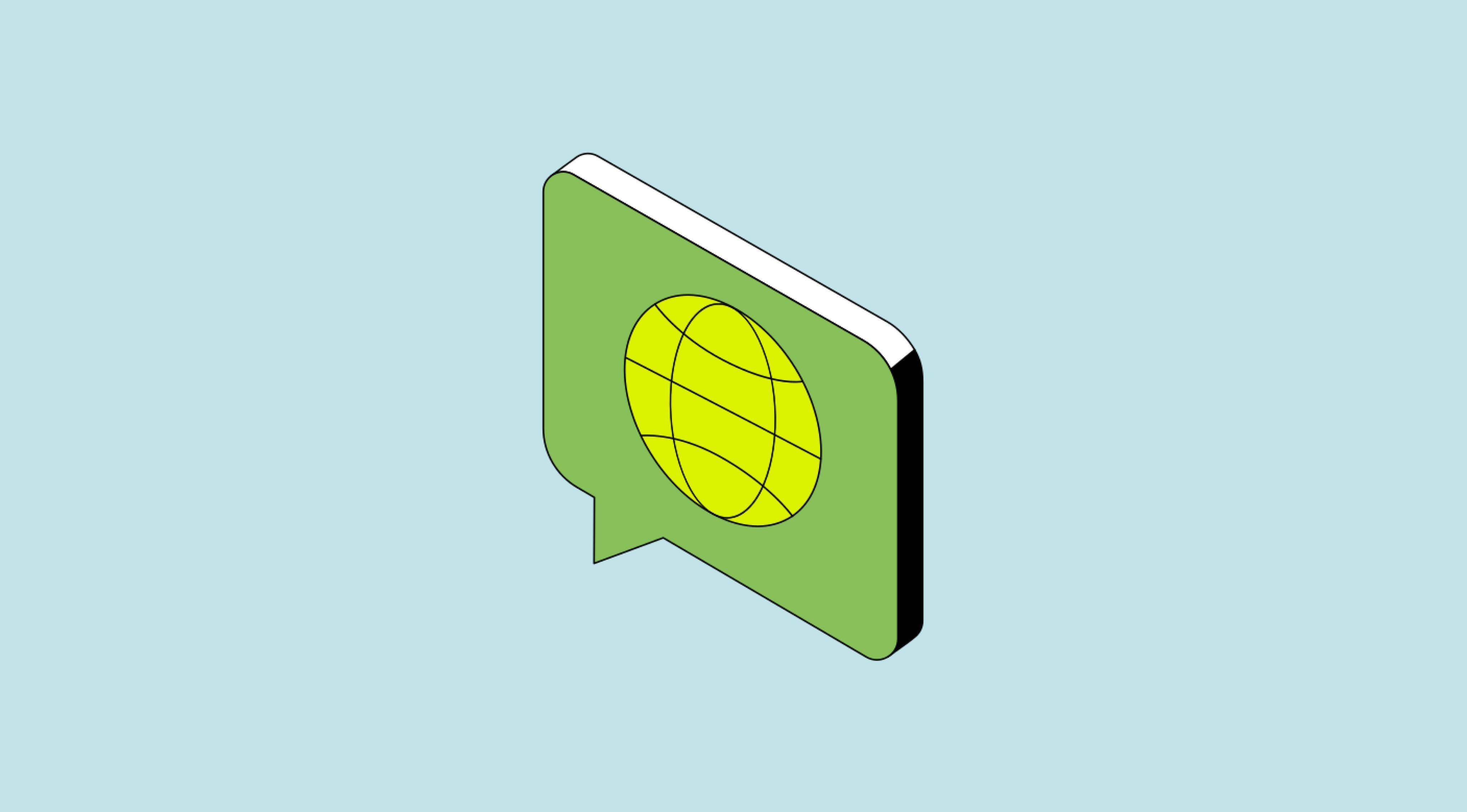 Chat bubble with internet logo