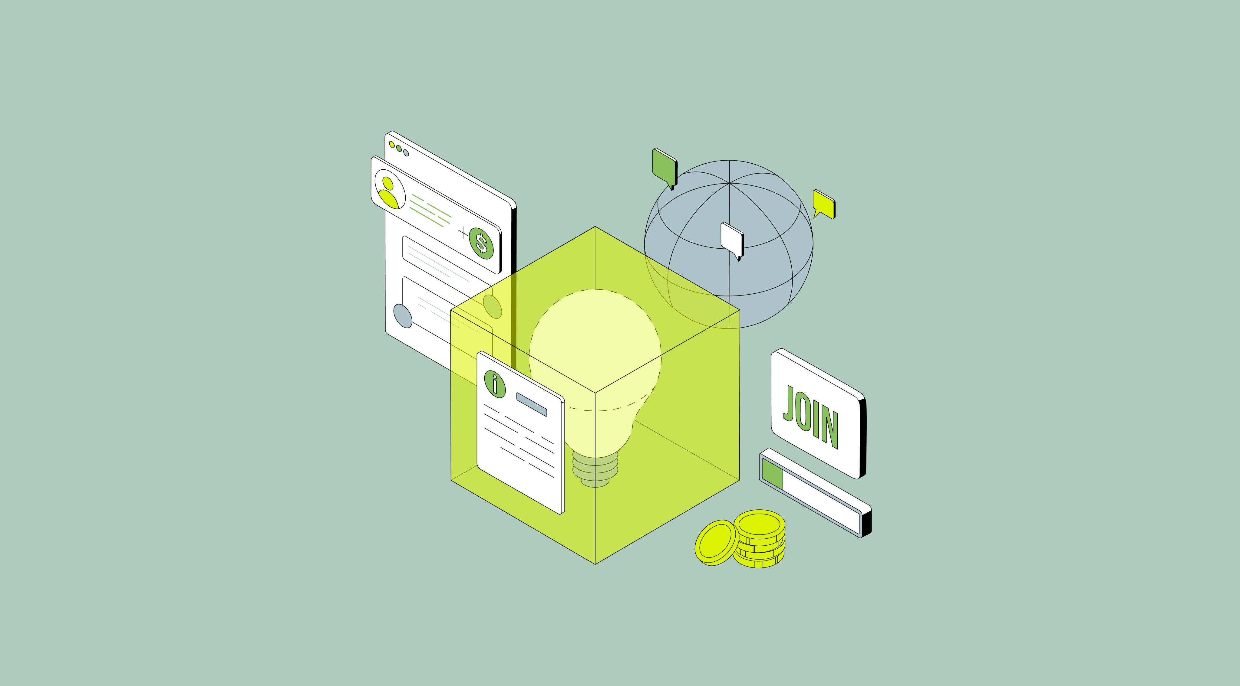 Light bulb inside a cube