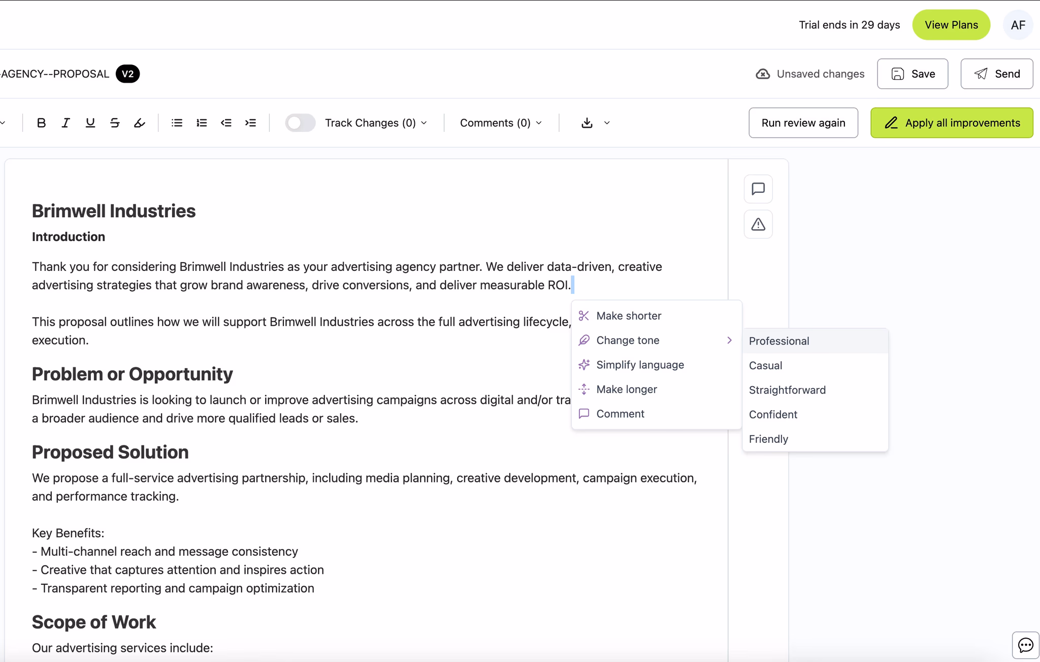 Define your scope of work
